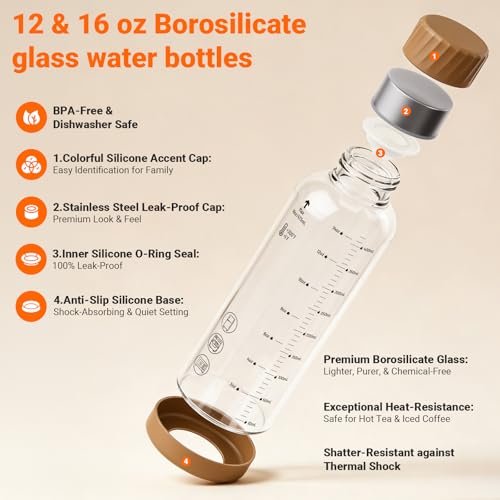 12 oz Glass Juice Bottles 4 Pack