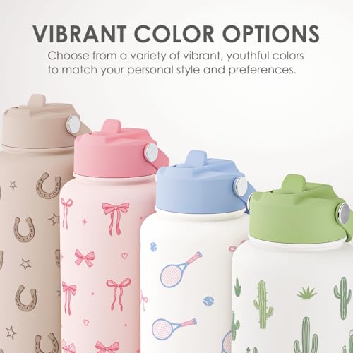 Strawberry Cakes Water Bottle Stainless Steel 32oz with Lid & Straw