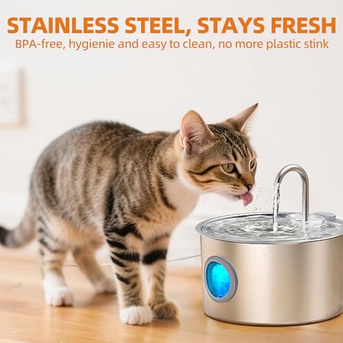 3.2L Cat Water Fountain Stainless Steel with 13 Filters Automatic Pet Water Fountain for Cats