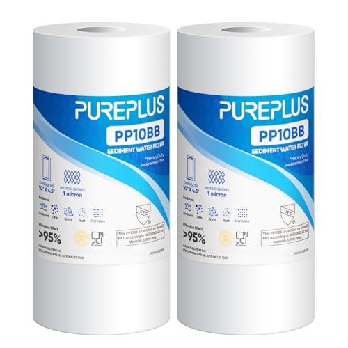 1 Micron 10" x 4.5" Whole House Sediment Home Water Filter Replacement Cartridge for RFC (2 Count)