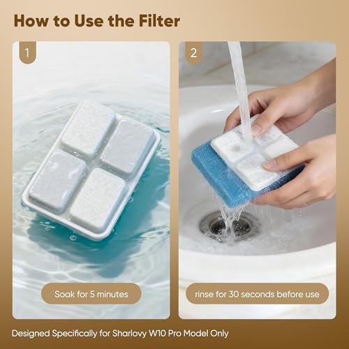 4 Pack Dog Water Fountain Filter Replacement Fit for Sharlovy W10 Pro