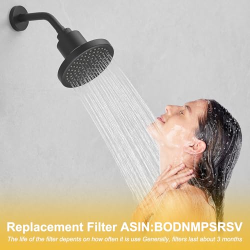 High Output Shower Filter Filtered Shower Head Shower Water Softener with Hard Water Improves The Condition of Your Skin & Hair Round Matte Black