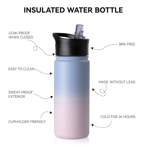 16 oz Insulated Water Bottle Bulk 8 Pack (8 Count)