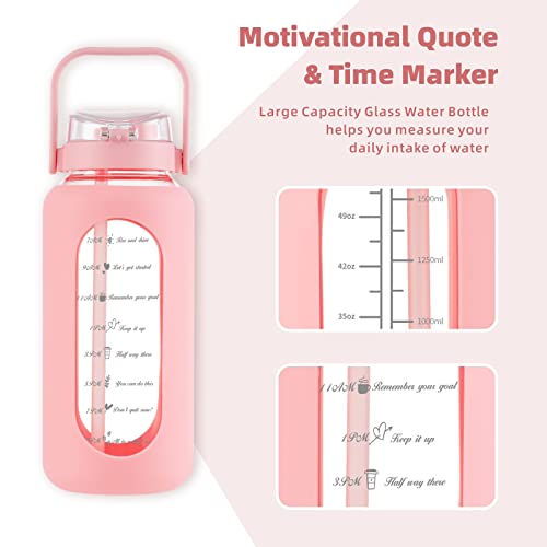 52 oz Glass Water Bottle with 2