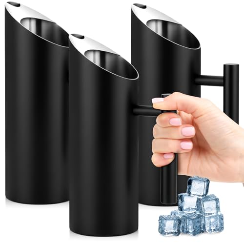 3 Pack 35oz 1.0l Stainless Steel Water Pitcher Modern Metal Pitcher with Ice Guard Black Carafe Drink with Handle or Iced Hot Drink Tea Juice Coffee Beer (3 Count)