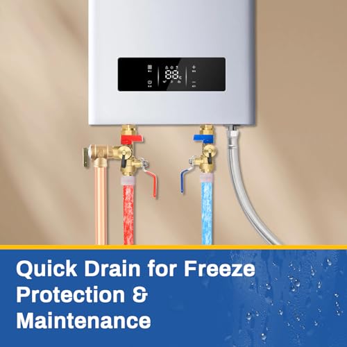 3 4 Inch GUOFIS IPS Tankless Water Heater Valve Kit with Pressure Relief Valve (30 Count)