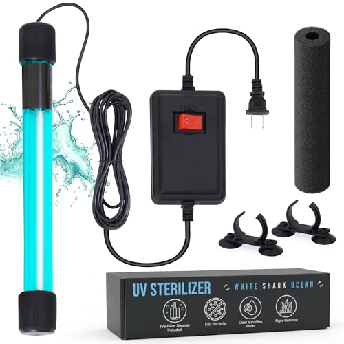 13W UV Water Sterilizer with 9.84 ft Cable for up to 300 Gallon Aquariums