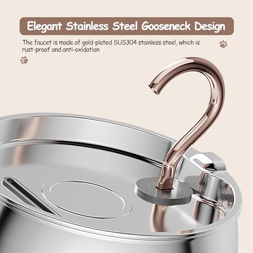 2.5L 84oz Gooseneck Kitty Spout Cat Water Fountain Stainless Steel