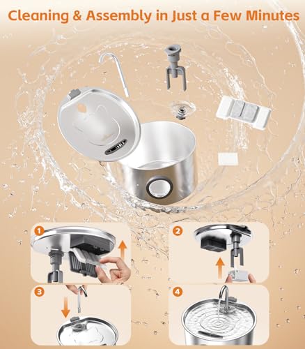 3.2L Cat Water Fountain Stainless Steel with 20 Filters Automatic Pet Water Fountain for Cats