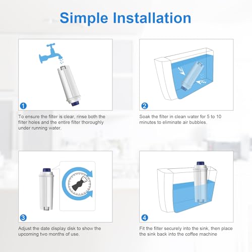 Water Filter Replacement for De’Longhi Coffee Machines (4 Count)