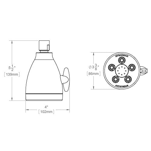 S-2005-H-E2 Hotel Anystream Shower Head for Stylish Bathroom Décor, 2.0 GPM, Chrome