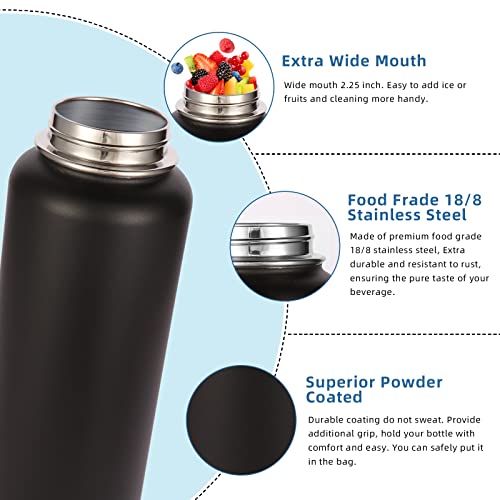 32oz Insulated Water Bottles Bulk 4 Pack with Straw Lid & Spout Lid (4 Count)