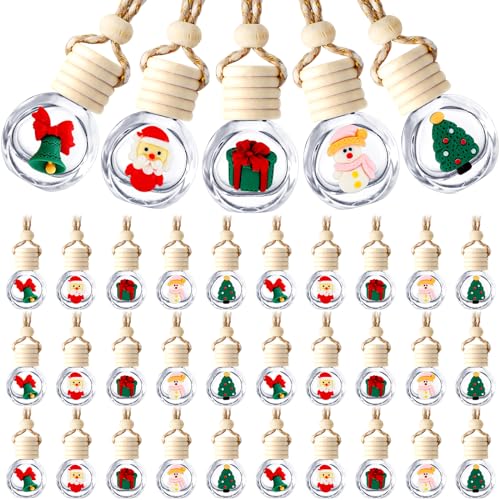 100 Pcs Hanging Car Air Freshener Car Diffuser Bottles Bulk Christmas Empty Glass Perfume Bottle Freshener Clear Diffuser Bottle Pendant for Essential Oil Fragrance Aromatherapy Bottles Ornament (100 Count)