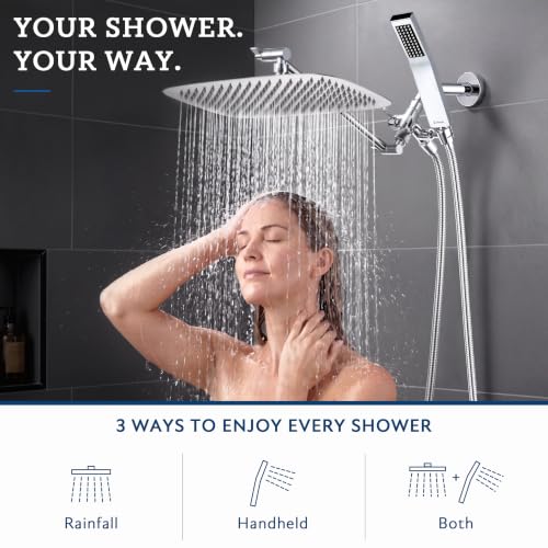 All Metal 14" Rain Shower Head with Handheld for Bathroom Upgrade