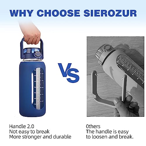 64 oz Glass Water Bottle with 2