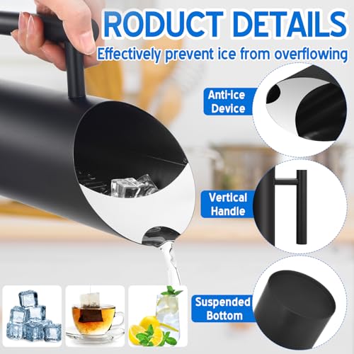 3 Pack 35oz 1.0l Stainless Steel Water Pitcher Modern Metal Pitcher with Ice Guard Black Carafe Drink with Handle or Iced Hot Drink Tea Juice Coffee Beer (3 Count)
