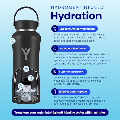 DYLN Hydrogen Water Bottle 25 oz Crimson Red Stainless Steel Alkaline Water