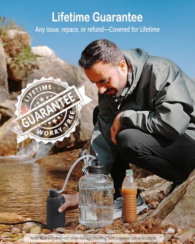 Portable Camping Water Purifier Dual 0.01 Micron Water Filtration System for Outdoor Backpacking