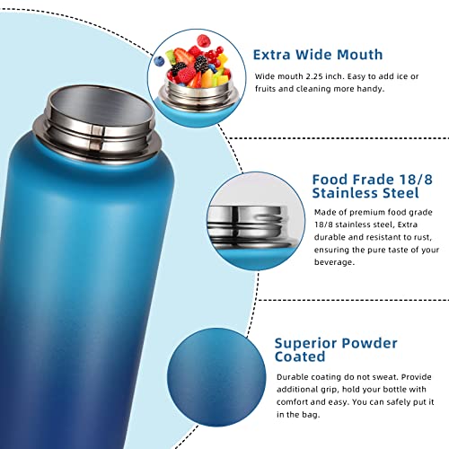 32 oz Water Bottles Bulk 2 Pack with Straw Lid & Spout Lid (2 Count)