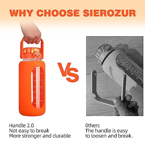 64 oz Glass Water Bottle with 2
