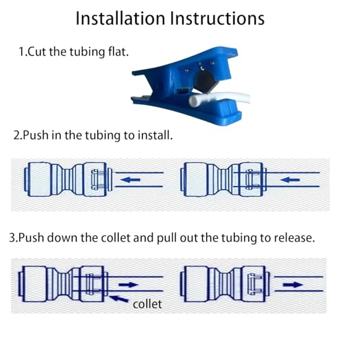 NSF 3 8" inch Water Line Tubing and Push to Connect Fittings for Reverse Osmosis Water Filter RO fittings