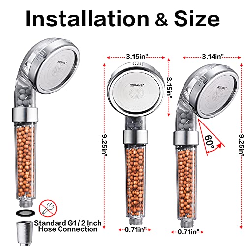 Shower Head Filter Filtration High Pressure Water Saving 3 Mode Function Spray Handheld Showerheads for Dry Skin & Hair