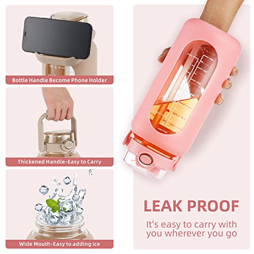 52 oz Glass Water Bottle with 2