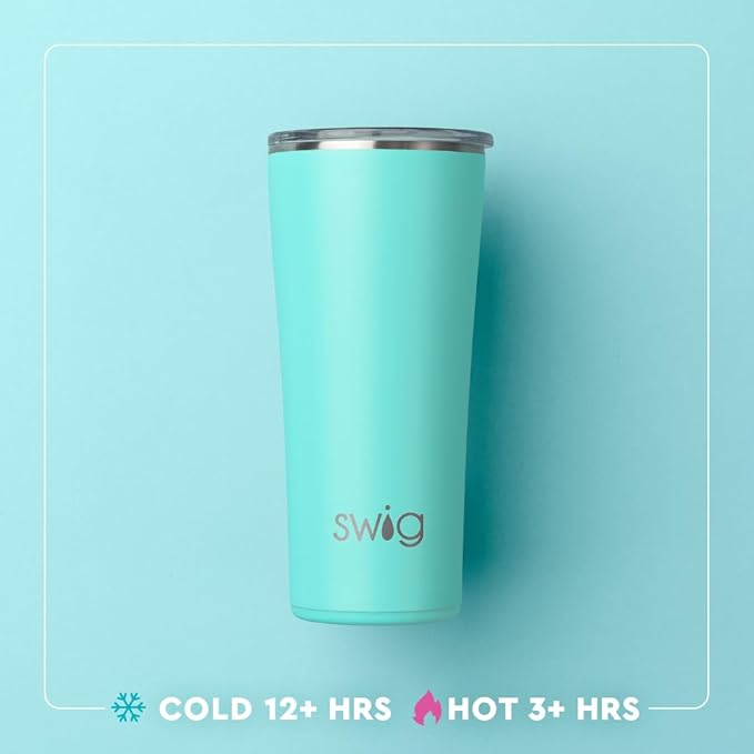 Swig Life 22oz Insulated Tumbler, Travel Coffee Tumbler with Lid, Cup Holder Friendly Travel Coffee Mug, Stainless Steel (Oh Happy Day)