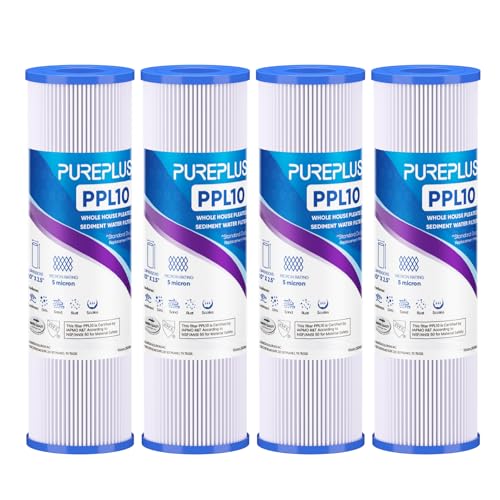 5 Micron 10"x2.5" Whole House Pleated Sediment Filter for Well Water (4 Count)