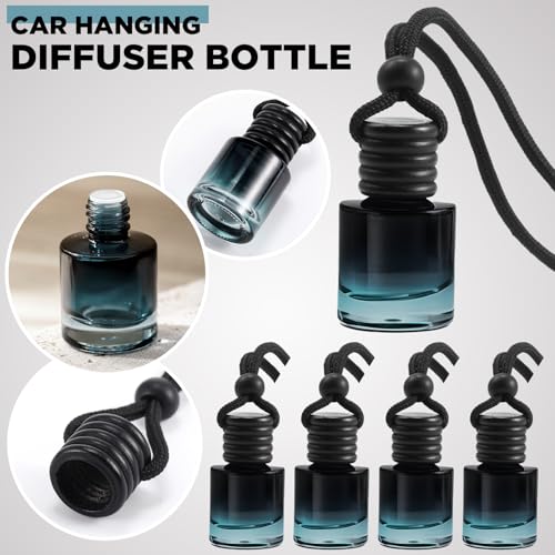 30 Pieces Hanging Car Diffuser Air Freshener Bottle Bulk Empty Glass Refillable Perfume Bottles Oil Diffuser Aromatherapy Pendant for Auto Interior Ornaments Decor (30 Count)