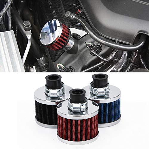 PTNHZ Universal 2 PCS 12mm Auto Cone Mini oil Air Intake Filter Crankcase Vent Valve Cover Breather Filter Flow Air Filters Blue (2 Count)
