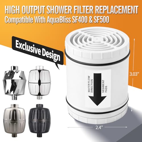 2PCS Multi Stage Shower Head Filter Replacement Compatible with AquaBliss Filtered Showerhead SF400 & SF500