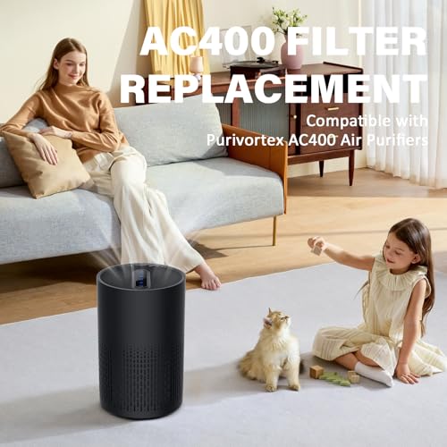 2 Pack AC400 Replacement Filter for Purivortex AC400 Air Purifier (2 Count)