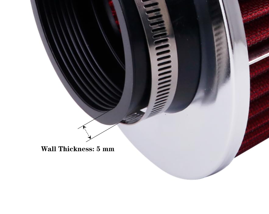 ID3" High Flow Inlet Cold Air Intake Cone Air Filter Replacement Clamp
