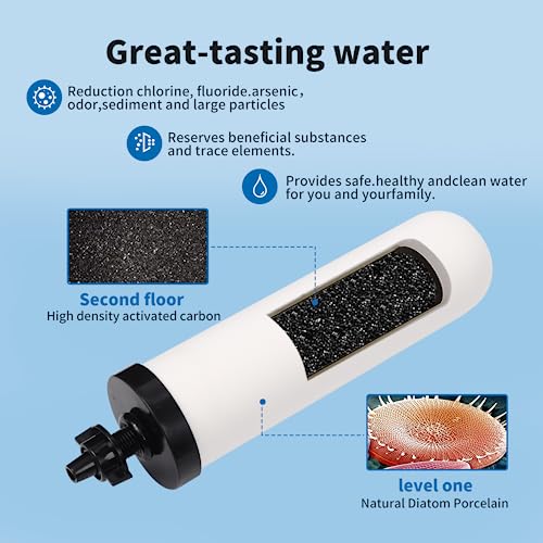 2 Pack 7'' ceramic water filter Candle with Activated Carbon