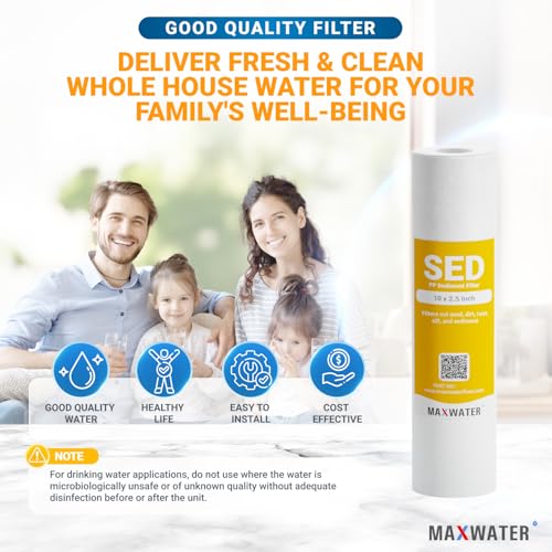 50 Pack of 10 Micron 10" x 2.5" Inch Polypropylene Sediment Filters compatible with 10" Standard RO Reverse Osmosis and WH Whole House Systems