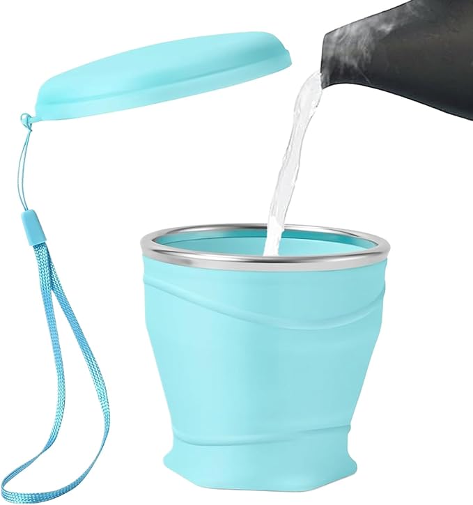 Foldable Silicone Cup, 8.8oz Drinking Mug, 3.62x3.26 Inch Leakproof Travel Cup with Food Grade Material, Drinkware, Foldable Cups with Design, Outdoor Cups for Camping Backpacking