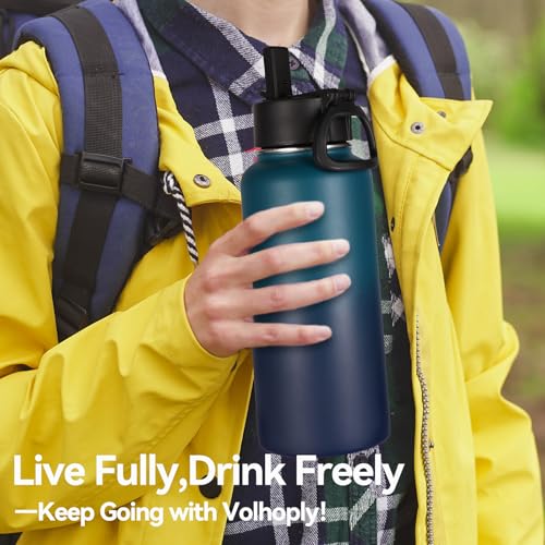 32 oz Water Bottles Bulk 4 Pack with Straw Lid & Spout Lid (4 Count)