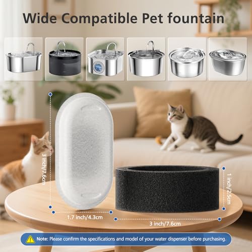 32 Pack Cat Water Fountain Filters for Stainless Steel Pet Water Dispenser (32 Count)