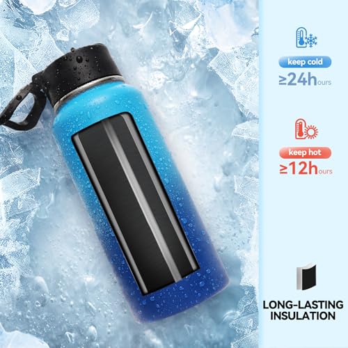 32 oz Insulated Water Bottle with 2 Lids