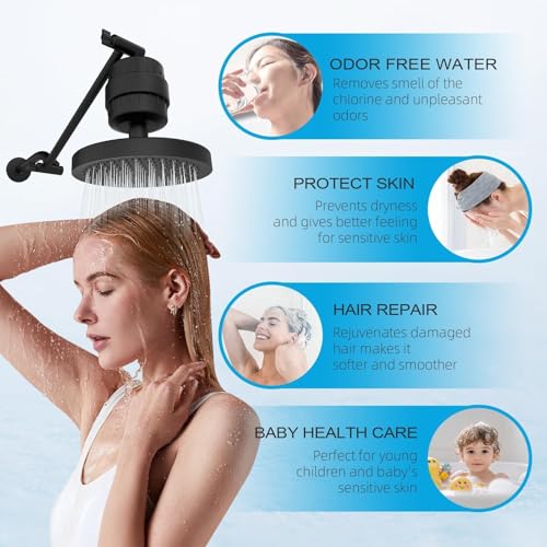 Shower Filter with 6 Cartridge Matte Black (6 Count)
