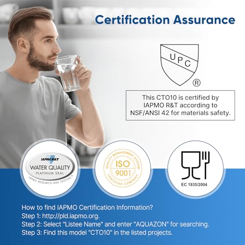 1 Micron 2.5" x 10" Whole House CTO Carbon Water Filter Cartridge Replacement for Under Sink Water Filter System (3 Count)
