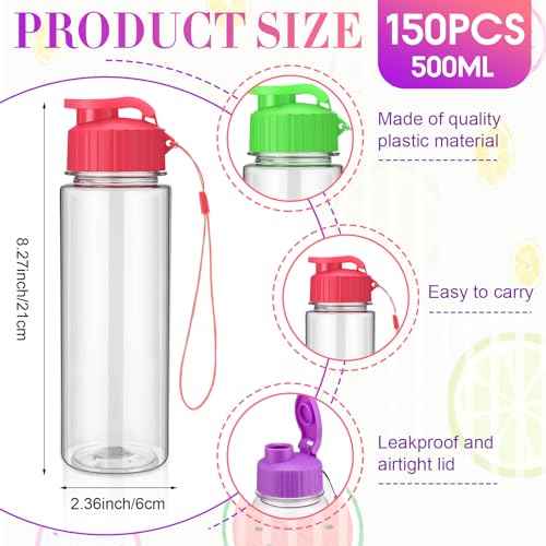 150 Pieces Reusable Plastic Water Bottles Bulk (150 Count)