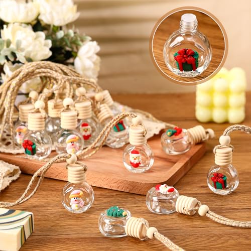 100 Pcs Hanging Car Air Freshener Car Diffuser Bottles Bulk Christmas Empty Glass Perfume Bottle Freshener Clear Diffuser Bottle Pendant for Essential Oil Fragrance Aromatherapy Bottles Ornament (100 Count)