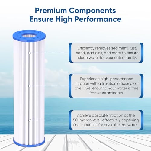 50 Micron Whole House Pleated Sediment Filter for Well Water (4 Count)