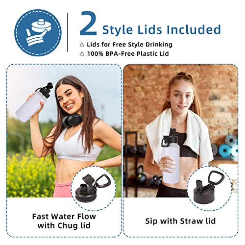 32oz Insulated Water Bottles Bulk 8 Pack with Straw Lid & Spout Lid (8 Count)