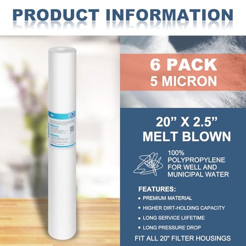 5 Micron 20"x2.5" Polypropylene Sediment Water Filter (6 Count)