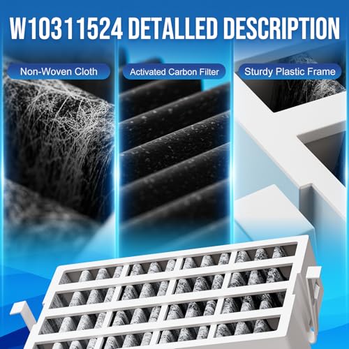 4 Pack W10311524 AIR1 Refrigerator Air Filter Replacement for Whirlpool (4 Count)