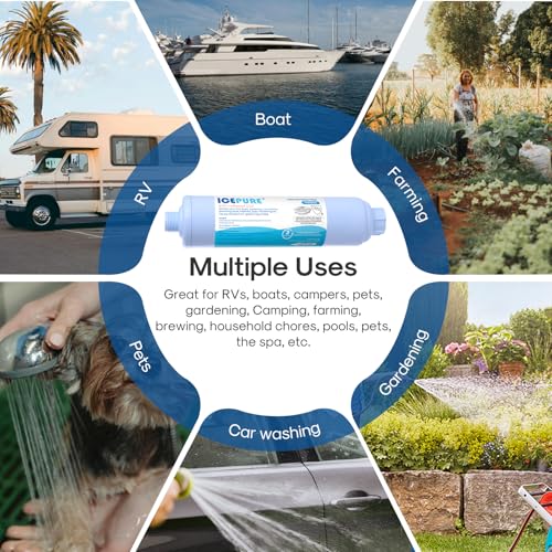 RV Water Filter with Hose Protector GAC & KDF Filtration