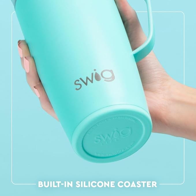 Swig Life 22oz Travel Mug, Insulated Tumbler with Handle and Lid, Travel Coffee Mug, Cup Holder Friendly, Stainless Steel 22 oz Tumbler, Reusable Insulated with Lid (Secret Garden)